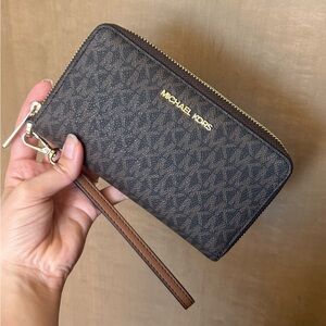 Michael Kors Dark Brown Logo Wristlet